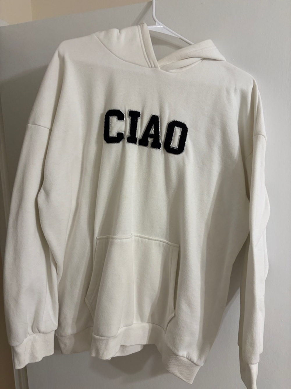 CIAO Embroidered Hoodie in Off-White